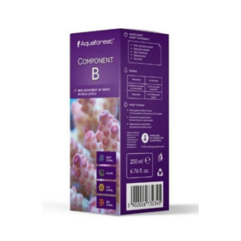 Aquaforest Component B bottle — heavy metal trace supplement for reef aquaria.