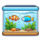 Freshwater aquarium icon showing fish plants and tank for aquarium category